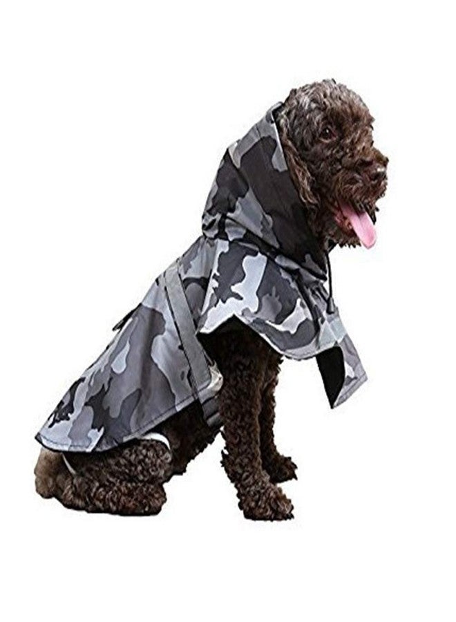 Mikayoo Large Dog Camouflage Raincoat Ajustable Pet Waterproof Clothes Lightweight Rain Jacket Poncho Hoodies with Strip Reflective(Gray M) - Image 3